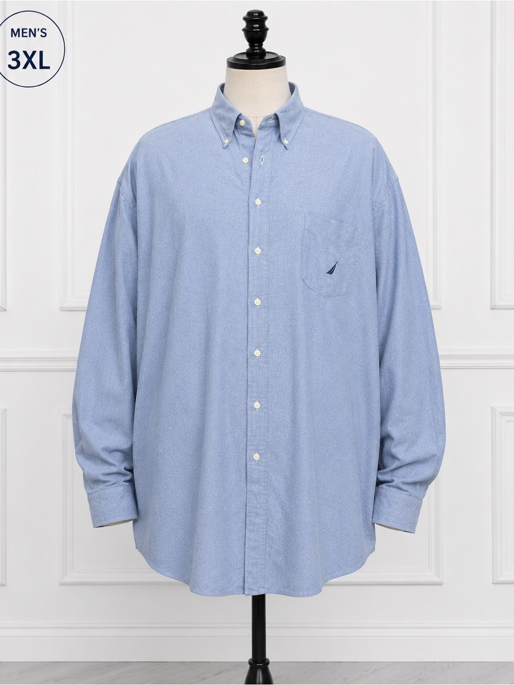 Nautica Men’s 3XL Button Down Shirt Light Blue Long Sleeve Classic Fit